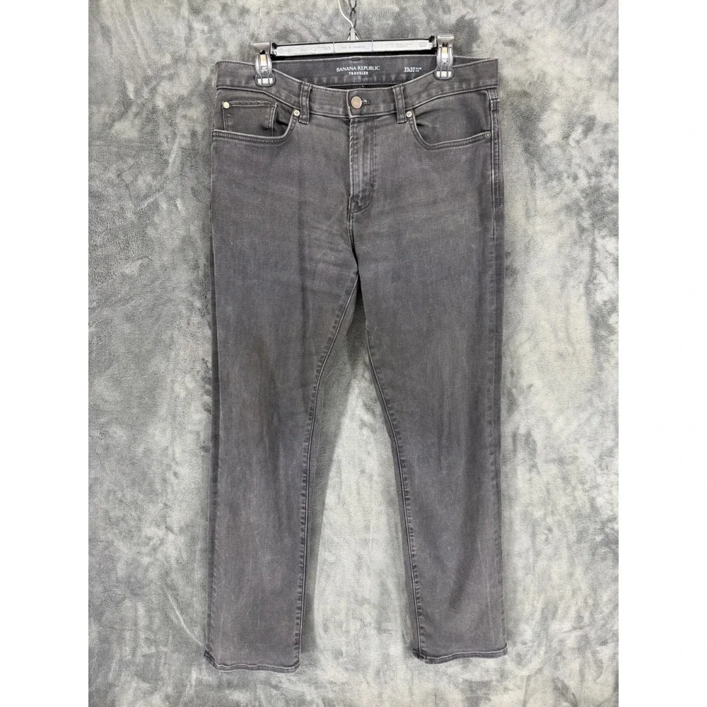 Banana Republic Traveler Slim Luxe Pants Mens 33x32‎ True Black 389371-00